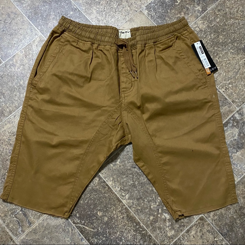 Khaki Drawstring Cargo Shorts